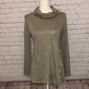 Gray Tunic Sweater with Button Details, sz M